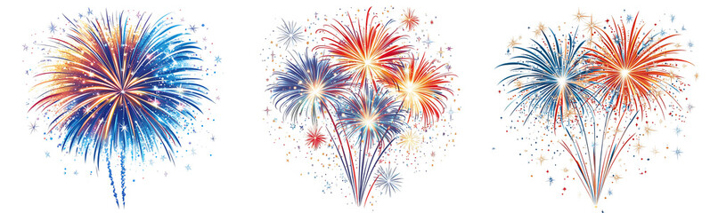 Colorful fireworks display bursting in the night sky vibrant celebration transparent background
