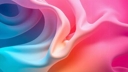 Obraz premium 光沢のある波や布のような流動的な質感をもったテクスチャー鮮やかな青・紫・ピンク・オレンジのグラデーションカラー