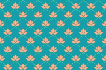 Vibrant Teal Lotus Flower Pattern - Festive Decorative Elements for Diwali Celebrations, Cultural Events, and Spiritual Decor