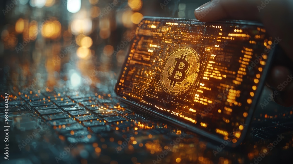 Poster digital currency concepts and virtual symbols design