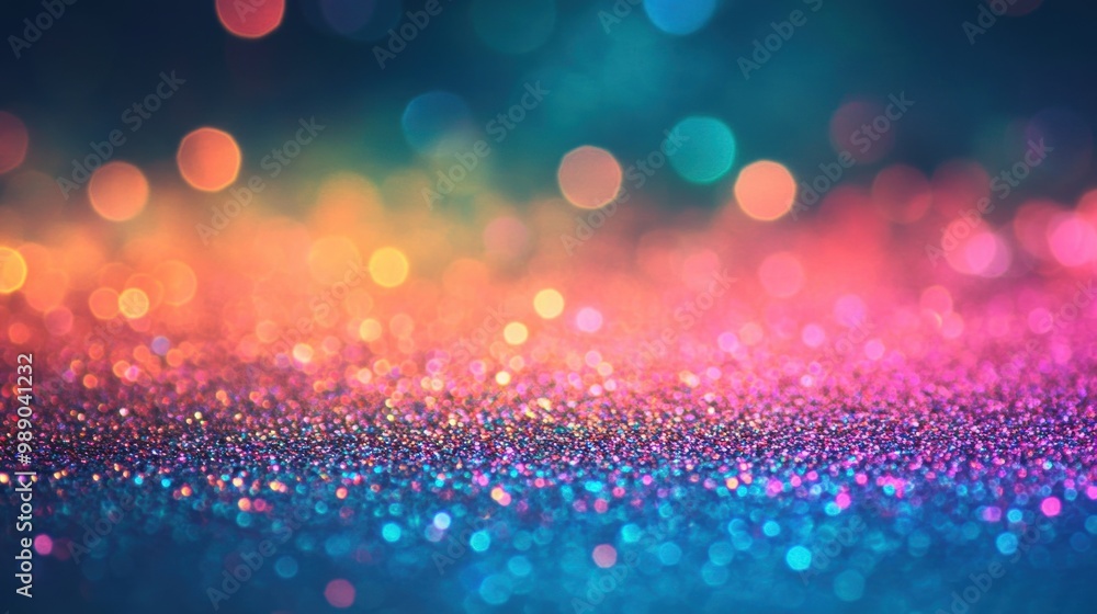 Wall mural Vibrant glitter background with colorful bokeh effect