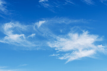 Landscape of a beautiful blue sky with clouds on an autumn afternoon. Unspoiled nature. Sardinia, Italy.