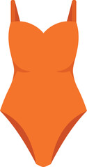 Minimalist vector illustration of a classic orange one piece swimsuit, ready for summer sun and fun