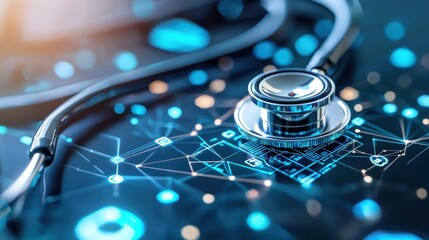Advanced Medical Technology Connecting Digital Healthcare Innovations in Modern Stethoscope Visualization