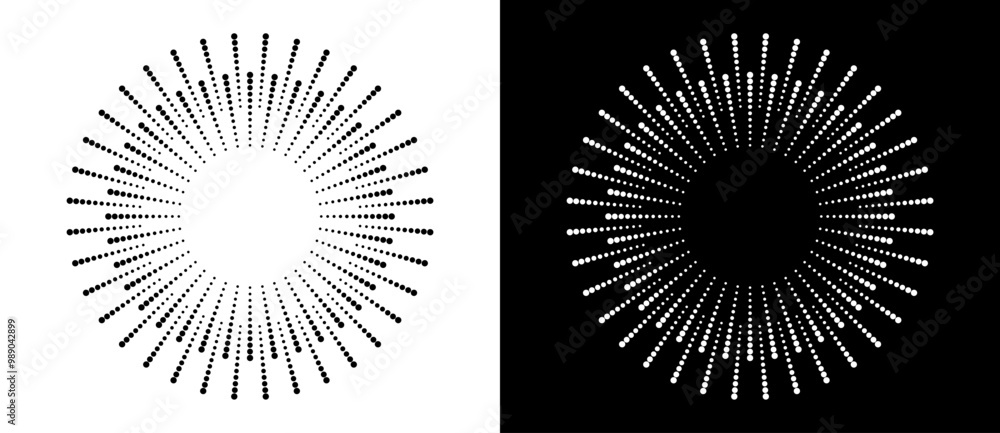 Aufkleber art sun background. icon template or logo with halftone dotted lines. black shape on a white backgro