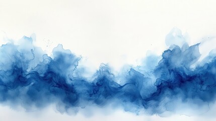 Fototapeta premium ethereal blue watercolor stain soft edges blending into white dreamy abstract texture delicate wash effect artistic background