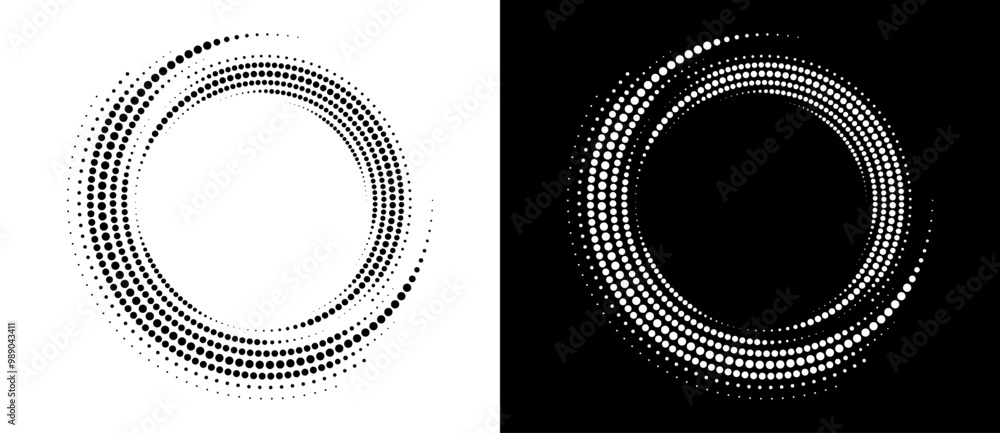 Poster modern abstract background. halftone dots in circle form. round logo. vector dotted frame. design el