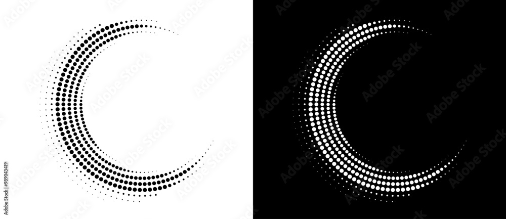 Aufkleber halftone circle frame, abstract dotted logo, icon or backgroud, emblem, design element for any proje