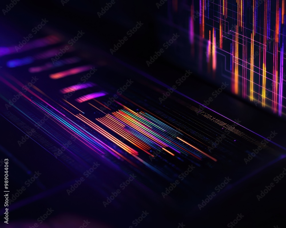 Aufkleber abstract data visualization, dark background