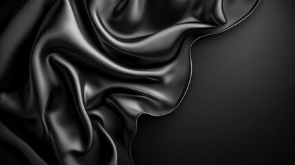 Obraz premium An abstract background featuring luxurious waves of grunge silk texture, satin, and velvet, seamlessly blending with a plain dark grey backdrop