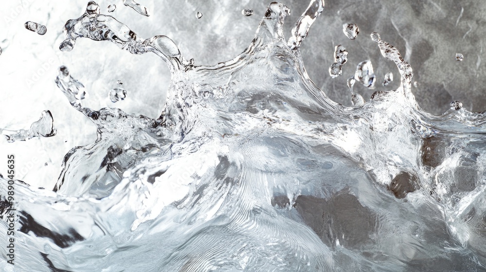 Aufkleber an abstract image of liquid silver splashing against a textured silver background, creating a fluid 