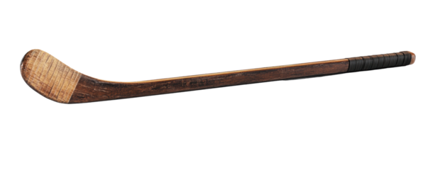 Wooden hockey stick on a white isolated background. transparent background.