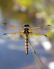 Dragonfly perched on a stem