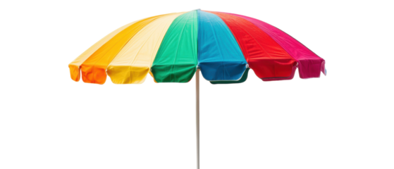 Colorful beach umbrella, perfect for summertime relaxation. transparent background.