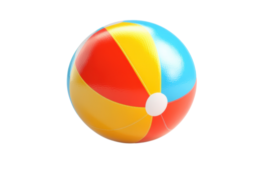 Colorful beach ball, perfect for summer fun and outdoor activities. transparent background.