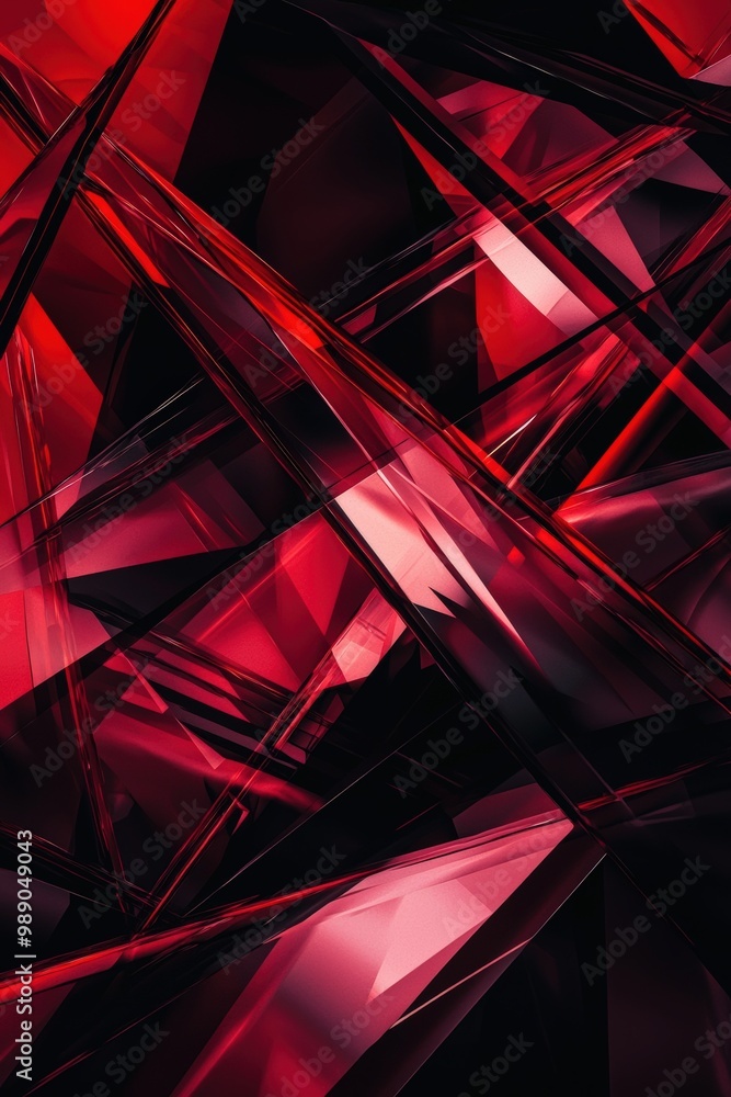 Poster dramatic angular abstract background in deep red and black for luxury branding and design projects