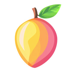 Colorful mango fruit design with green leaf on isolated background. transparent background.