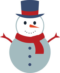Whimsical Snowman Outline Vector Illustration Wearing Top Hat and Scarf





