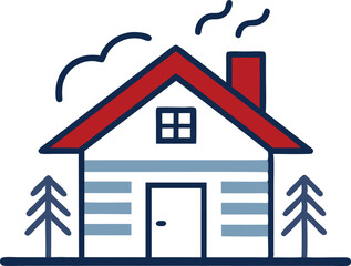 Rustic Cabin Charm with Soft Smoke from the Chimney Vector Design
