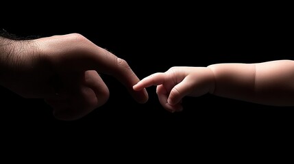 Tender Touch Between Adult Hand and Baby Hand