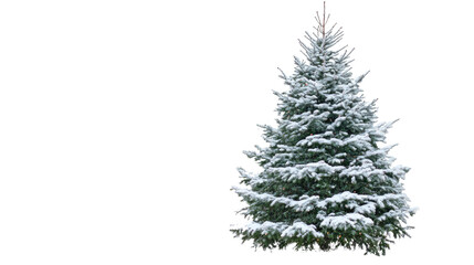 Green Christmas tree isolated on white background, decorated with a star, perfect for holiday celebrations and winter card designs