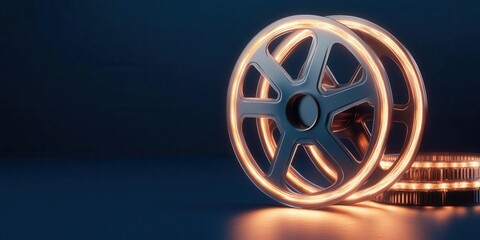Obraz premium Movie outline design with lighting effects, movie cinema outline, dynamic film visuals,