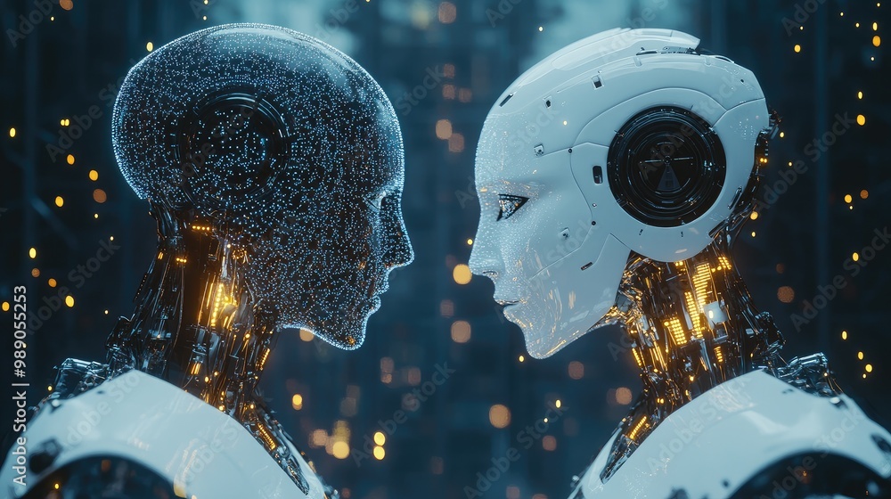 Poster ai robots synchronizing human input with large data networks and intelligent brain technologies, hig