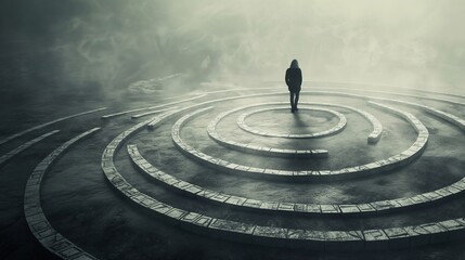 Fototapeta premium a shadow of person in the maze