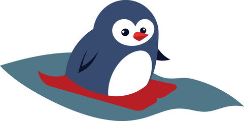 Playful Penguin Sliding Through Ice Vector Illustration Fun

