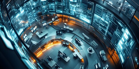 Modern Control Room with Curved Screens