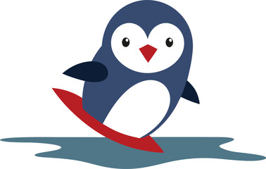 Adorable Penguin Gliding on Ice Vector Art for Winter Joy
