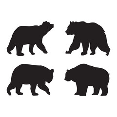 Bear silhouettes on the white background