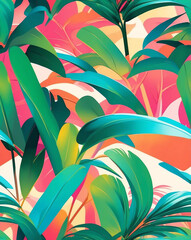 Palm leaves with sleek contours seamless design pattern wallpaper