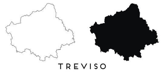 Treviso map outline and black silhouette vector
