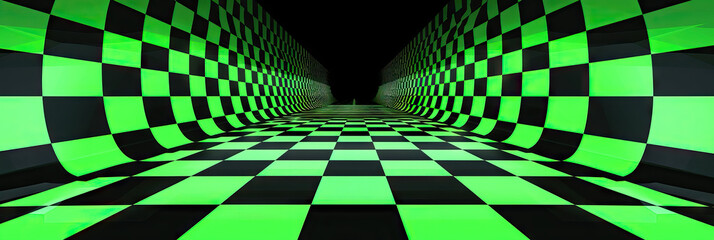 8-Bit Arcade Game Scene: Classic Black and Green Checkered