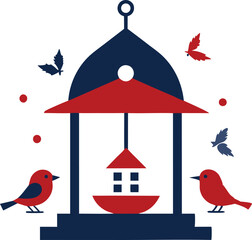 birds in a cage vector