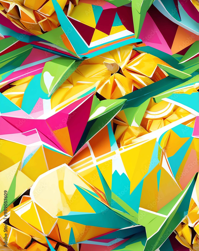 Poster pineapple rings with abstract geometric patterns seamless wallpaper design pattern