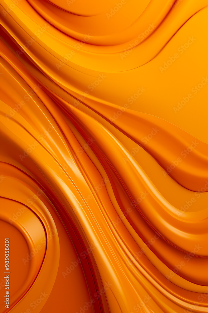 Poster a visually striking image with flowing and overlapping vibrant orange fluid waves, creating a dynami