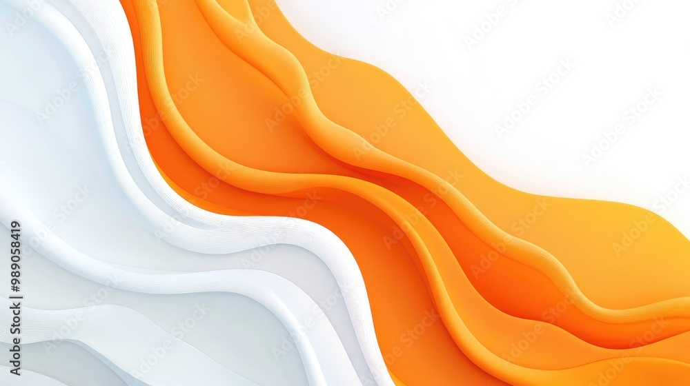 Poster a beautiful white-orange gradient with dynamic flowing waves, perfect for adding a fresh, nature-ins