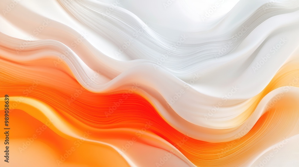 Poster a vibrant white-orange gradient with dynamic flowing wave patterns, creating a fresh and eco-friendl
