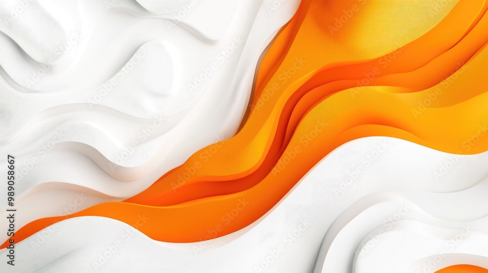 Poster a vibrant white-orange gradient with dynamic flowing wave patterns, creating a fresh and eco-friendl
