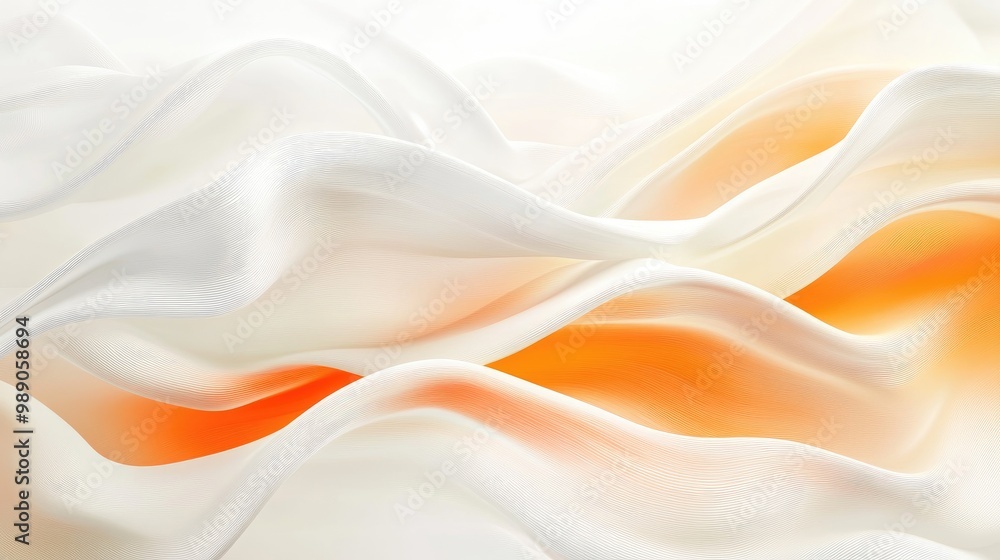 Poster abstract white-orange gradient background with dynamic wave designs, perfect for creating a fresh, v