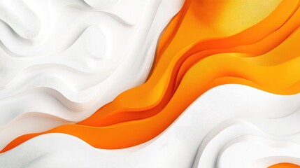 A vibrant white-orange gradient with dynamic flowing wave patterns, creating a fresh and eco-friendly backdrop for nature-inspired designs