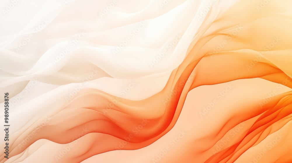 Poster beautiful white-orange gradient with soft flowing wave patterns, adding a vibrant and fresh touch to