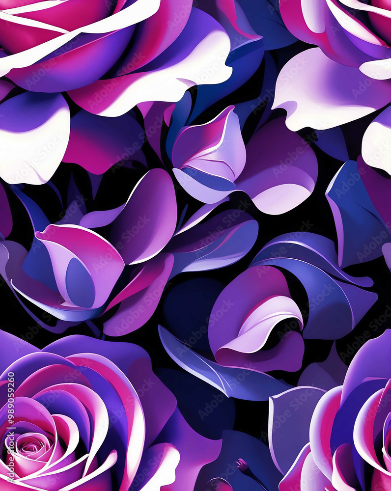 Canvas Prints Violet roses with metallic highlights seamless design pattern wallpaper