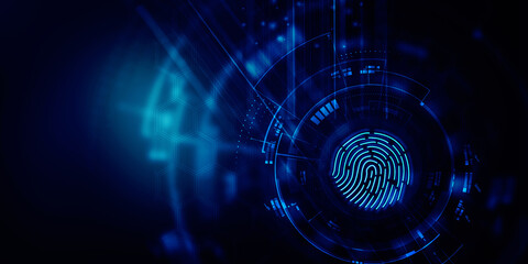 2d Illustration Fingerprint Scanning Technology Concept 