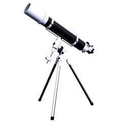 Modern telescope on a transparent background