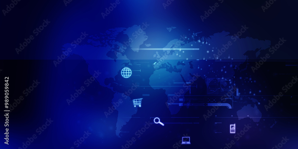 Poster 2d illustration digital abstract business networking background