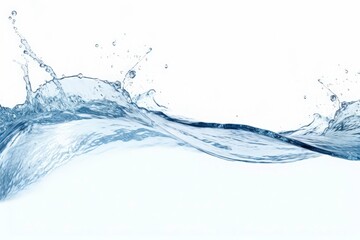 A large wave of water is crashing against a white background. The water is clear and calm, with small ripples forming around the edges. Generative AI