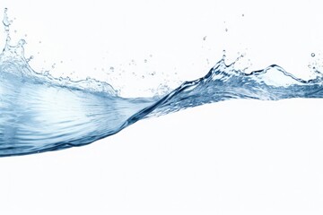 A large wave of water is crashing against a white background. The water is clear and calm, with small ripples forming around the edges. Generative AI